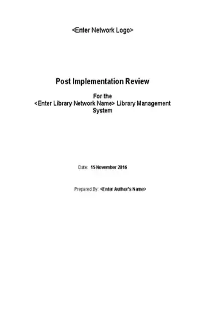 Post Implementation Review Project