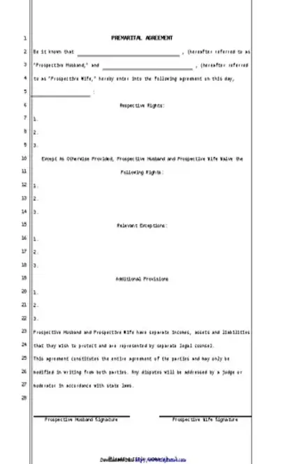 Prenuptial Agreement Template