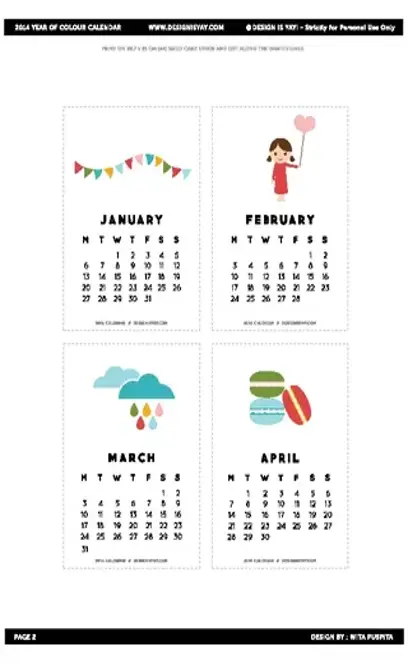 Printable 2014 Calendar Page Two Designisyay