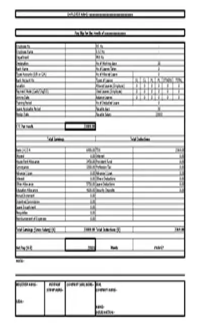 Printable Employee Salary Slip Format Template Excel Download