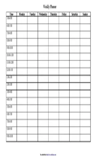 Printable Weekly Planner Template