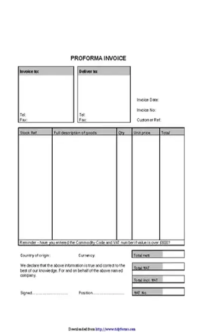 Pro Forma Invoice Template 1