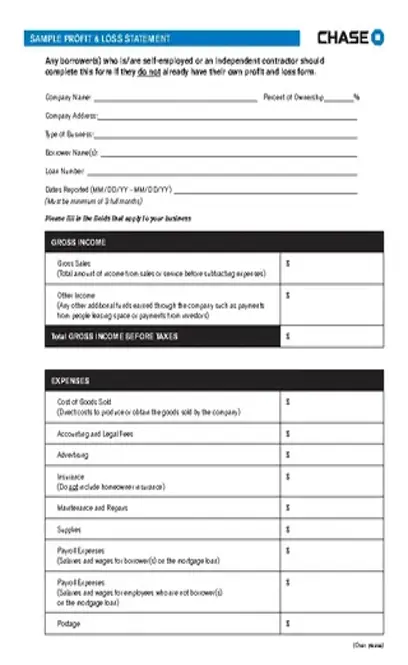 Profit And Loss Statement Template