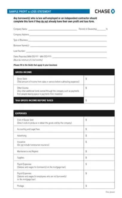 profits and losses sheet