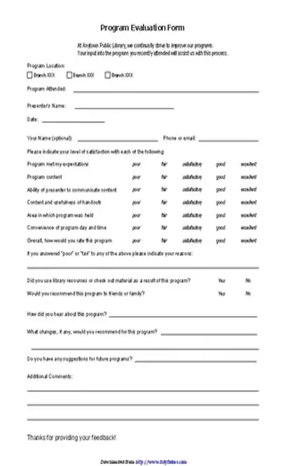 Program Evaluation Form