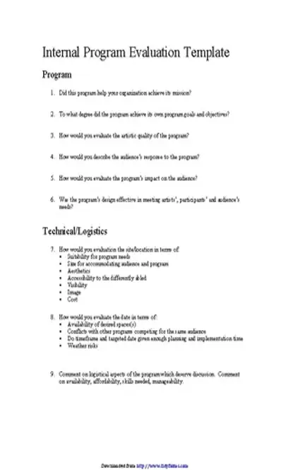 Program Evaluation Template