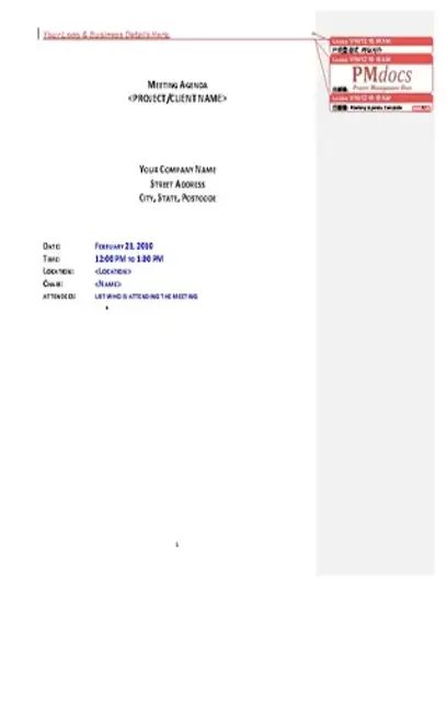 Project Agenda Template