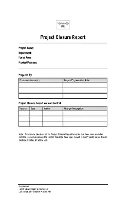 Project Closure Report Template