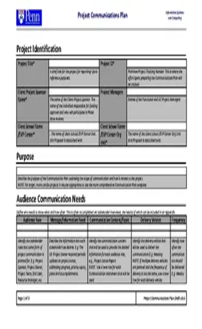 Project Communication Plan Template