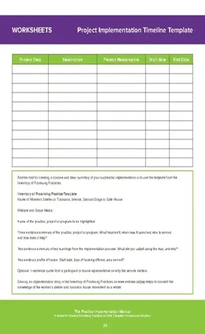 Project Implementation Timeline Template