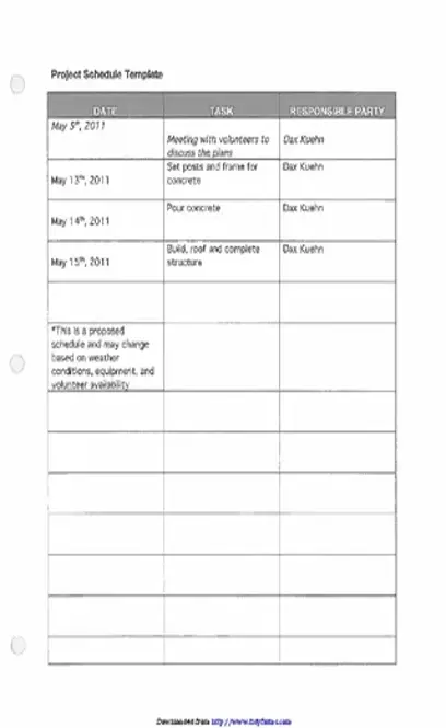 Project Schedule Templates