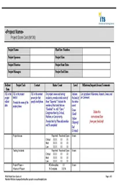 Project Scorecard Template2