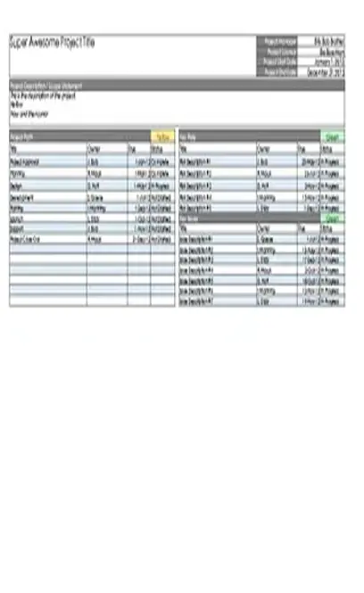 Project Status Report Template Excel