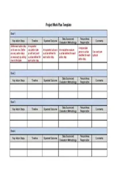 Project Work Plan Template