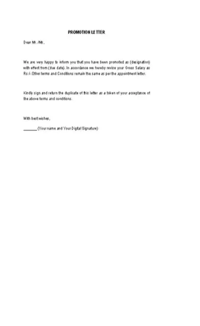 Promotion Letter Template