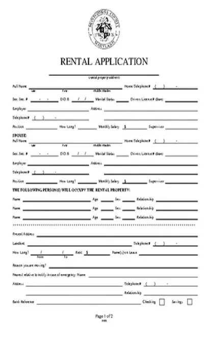 Property Rental Application Form Template