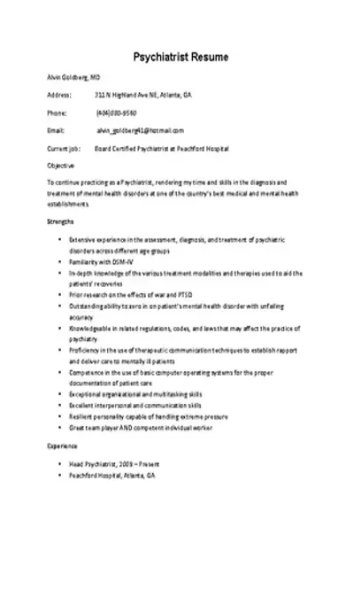 Psychiatrist Resume Template1