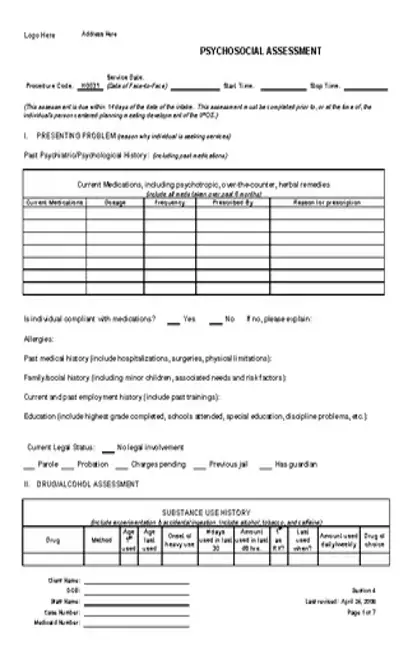 Psychosocial Assessment Form