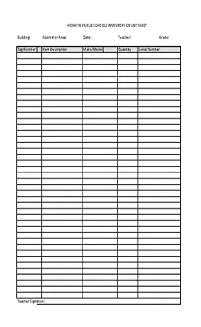 Public School Inventory Count Sheet