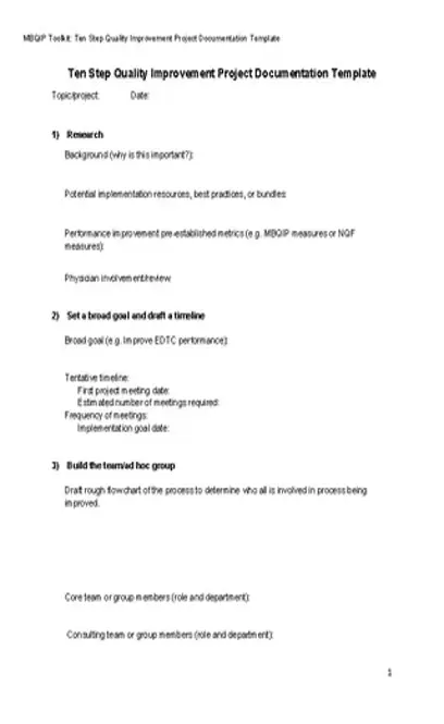 Quality Improvement Project Documentation Template