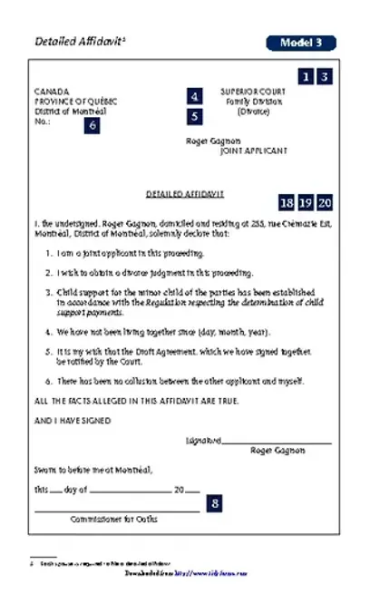 Quebec Detailed Affidavit Sample