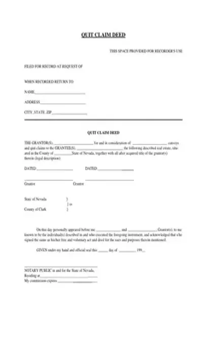 Quitclaim Deed Nevada PDF