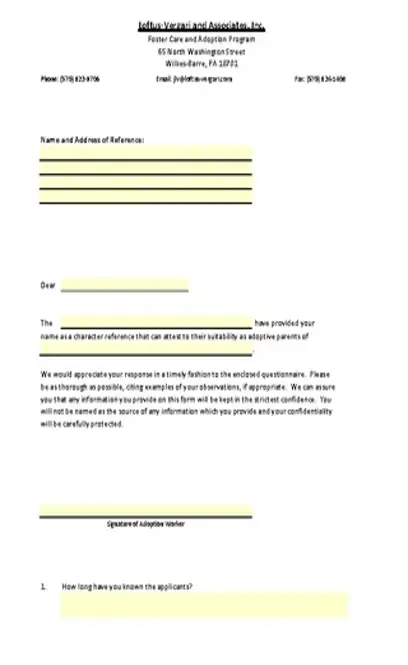 Reference Letter For Adoptive Parents