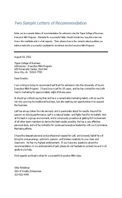 Reference Letter For College Acceptance