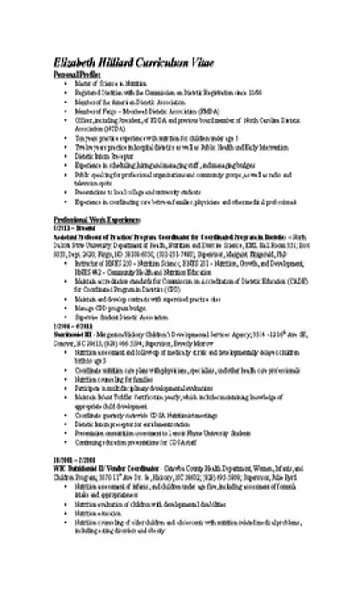 Registered Dietitian Resume