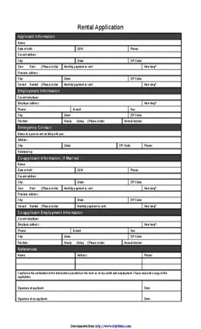 Rental Application Template 1