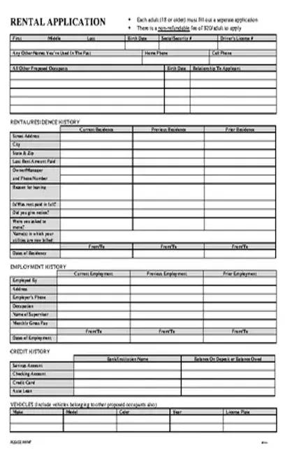 Rental Application Template