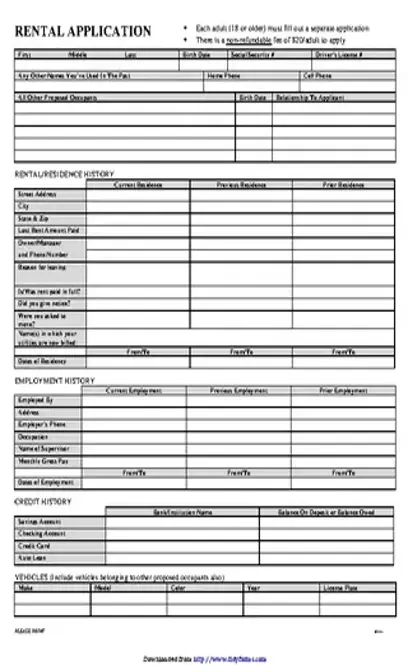 Rental Applications Templates