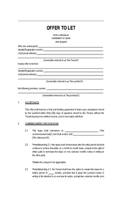 Rental Lease Agreement Template