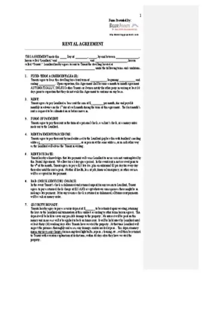 Rental Property Lease Agreement Template