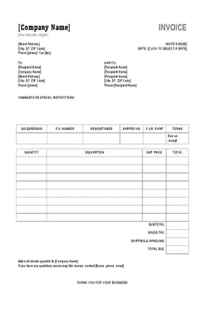 Repair Service Invoice Template