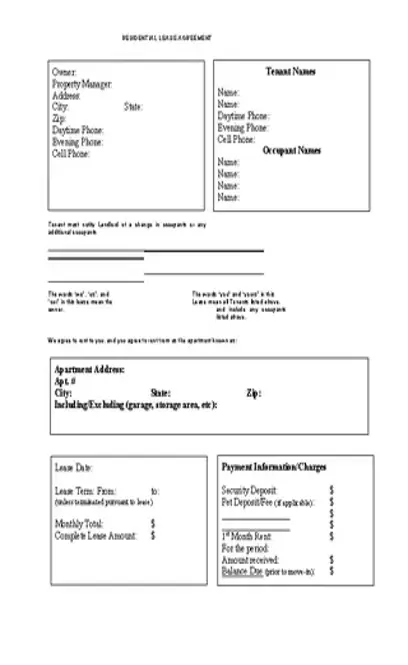 Residential Lease Agreement Template Free Word Download