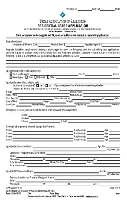 Residential Lease Application