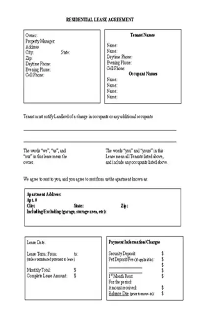 Residential Lease Template Free Download