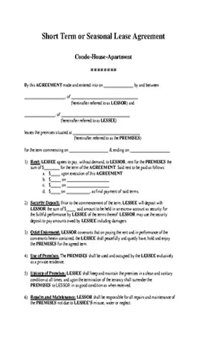 Residential Rental Agreement Template Pdf