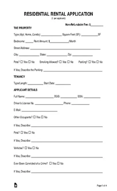 Residential Rental Application Form