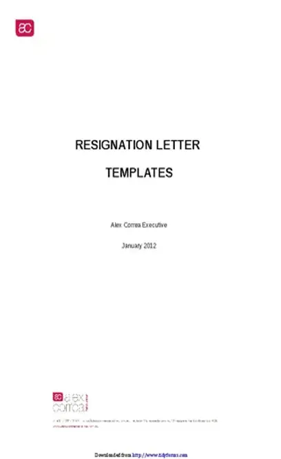 Resignation Letter Template 2