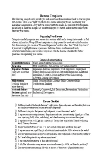 Resume Checklist Template