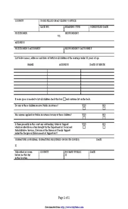 Rhode Island Disclosure Of Minor Children Form