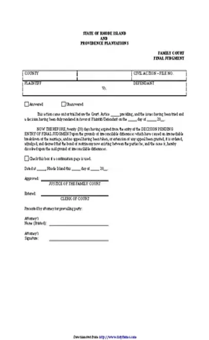 Rhode Island Final Judgment Of Divorce Form