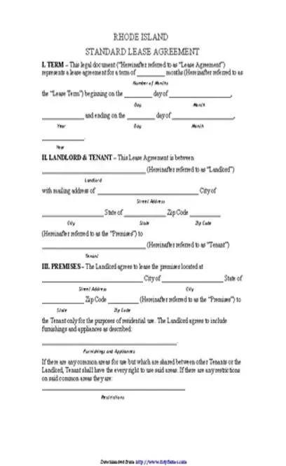 Rhode Island Residential Lease Agreement Form