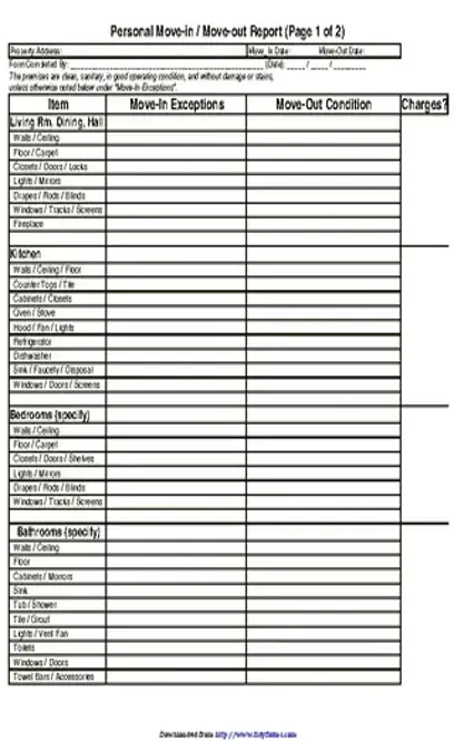 Ri Move In Move Out Checklist