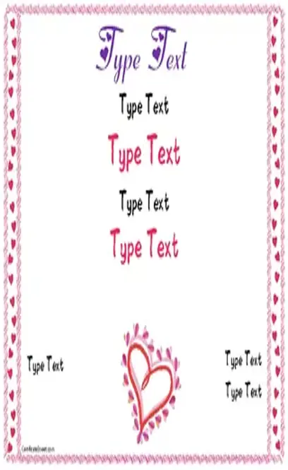 Romance Love Certificate Template