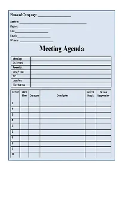 Routine Blank Meeting Agenda Sample Template