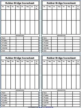 Rubber Bridge Scoresheet