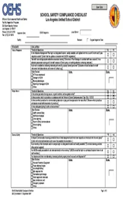 Safety Compliance Checklist Template